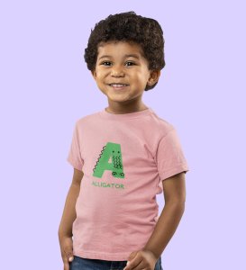 Alligator, Boys Printed Crew Neck Tshirt (Baby pink)