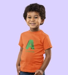 Alligator, Boys Printed Crew Neck Tshirt (Orange)