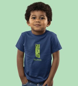 Intelligent Iguana, Boys Printed Crew Neck Tshirt (Navy blue)