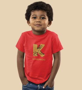 Kangaroo, Printed Cotton Tshirt (Red) for Boys