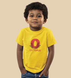 Ocean Octopus, Boys Printed Crew Neck Tshirt (Yellow)