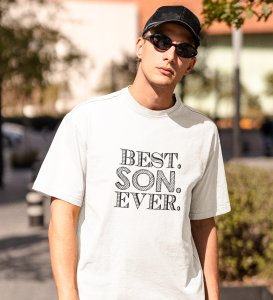Finest Son Ever White Round Neck Cotton Half Sleeved Men's T-Shirt with Printed Graphics